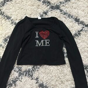 Girls black shirt with diamonds